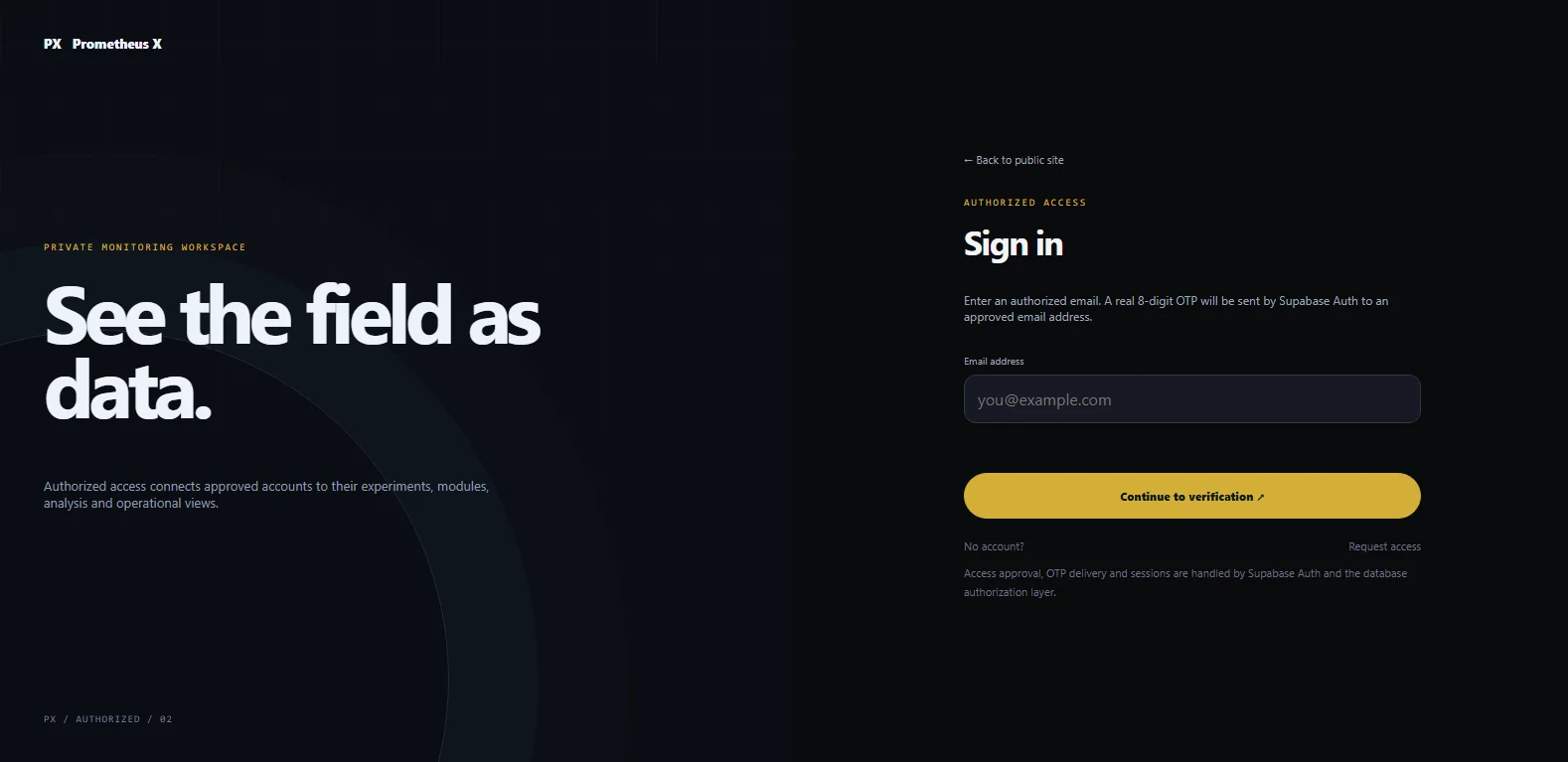 Prometheus X authorized login interface
